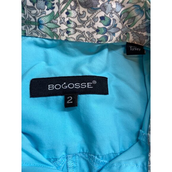 Bogosse Men Slim Fit Shirt Size 2 Small Turquoise Button-Up Long Sleeve Corpcore - Picture 4 of 6